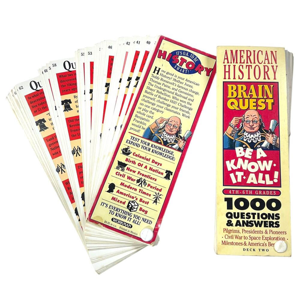 Brain Quest American History Deck 1000 Q&A Cards 4th-6th Grade 1994